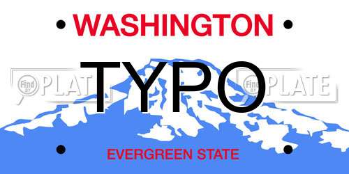 TYPO Washington License Plate