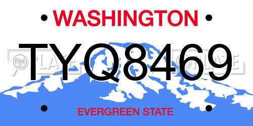 TYQ8469 Washington License Plate