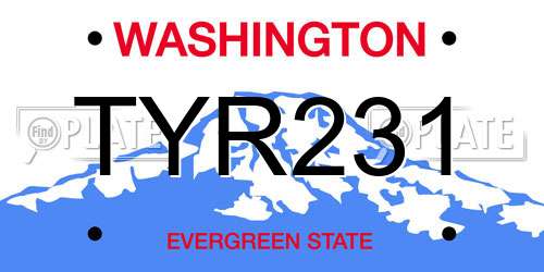 TYR231 Washington License Plate