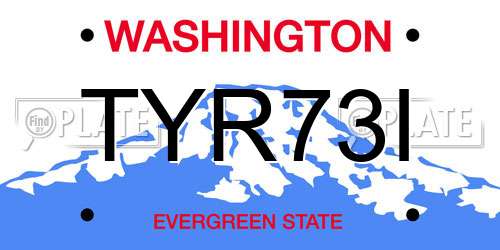 TYR73I Washington License Plate