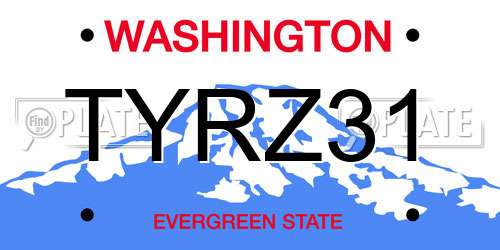 TYRZ31 Washington License Plate