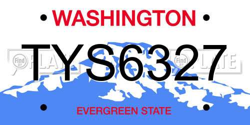 TYS6327 Washington License Plate