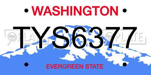 TYS6377 Washington License Plate