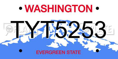 TYT5253 Washington License Plate