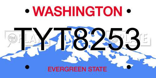 TYT8253 Washington License Plate