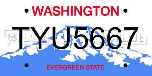 TYU5667 Washington License Plate