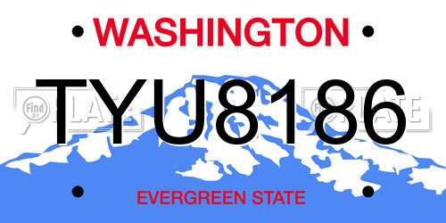 TYU8186 Washington License Plate