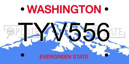 TYV556 Washington License Plate