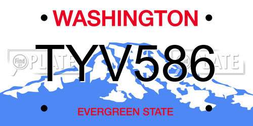 TYV586 Washington License Plate