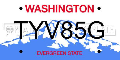 TYV85G Washington License Plate