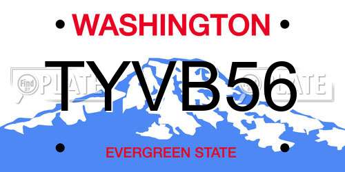 TYVB56 Washington License Plate