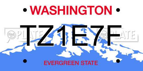 TZ1E7F Washington License Plate