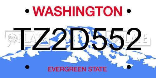 TZ2D552 Washington License Plate