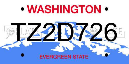 TZ2D726 Washington License Plate