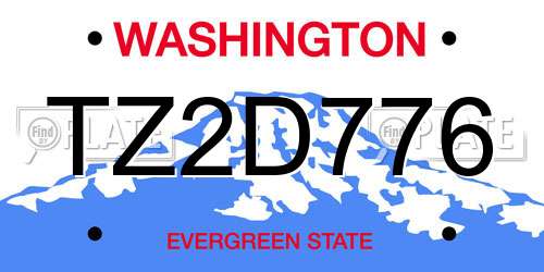 TZ2D776 Washington License Plate