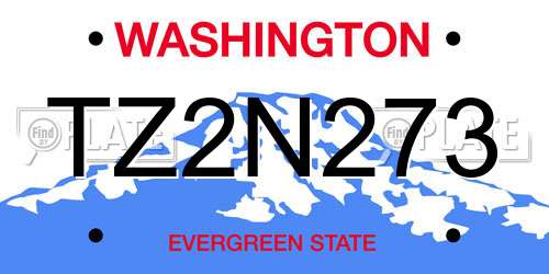 TZ2N273 Washington License Plate