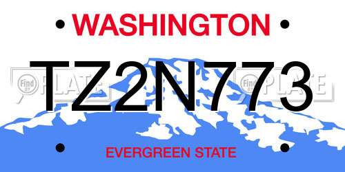 TZ2N773 Washington License Plate