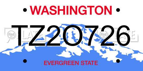TZ2O726 Washington License Plate