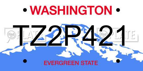 TZ2P421 Washington License Plate