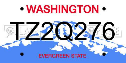 TZ2Q276 Washington License Plate