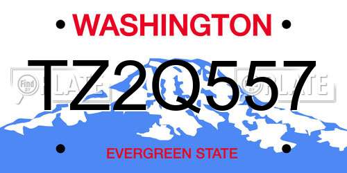 TZ2Q557 Washington License Plate