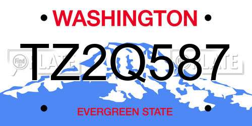 TZ2Q587 Washington License Plate