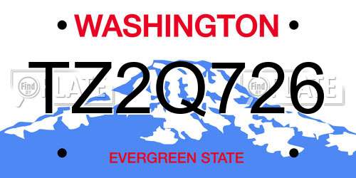 TZ2Q726 Washington License Plate