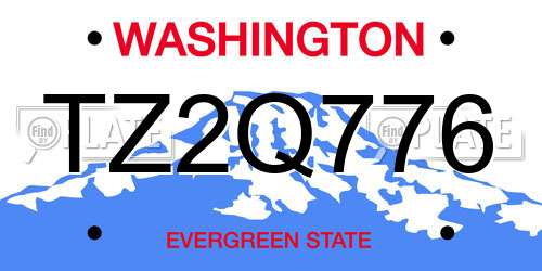 TZ2Q776 Washington License Plate
