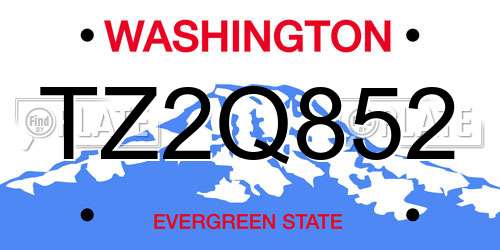 TZ2Q852 Washington License Plate