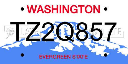 TZ2Q857 Washington License Plate