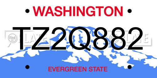 TZ2Q882 Washington License Plate