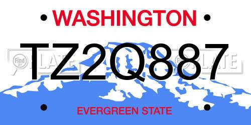 TZ2Q887 Washington License Plate