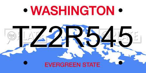 TZ2R545 Washington License Plate