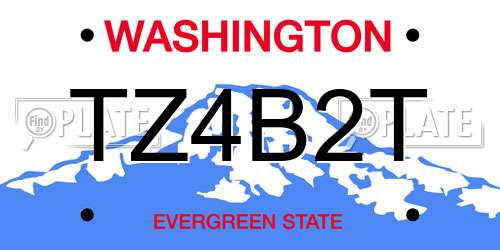 TZ4B2T Washington License Plate
