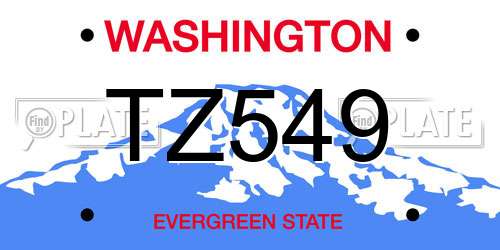 TZ549 Washington License Plate