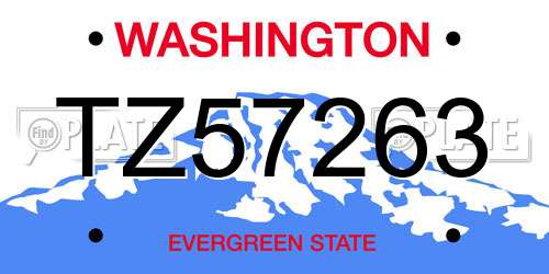 TZ57263 Washington License Plate