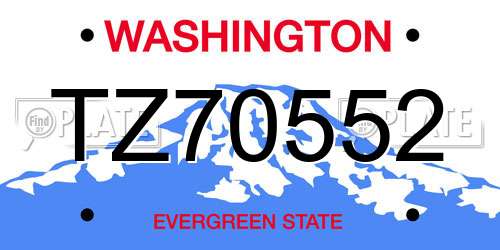 TZ70552 Washington License Plate
