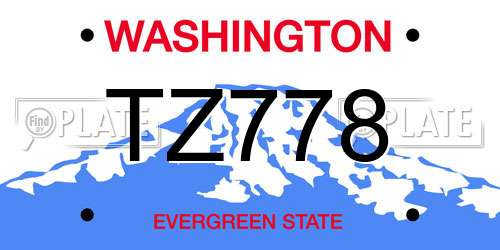 TZ778 Washington License Plate
