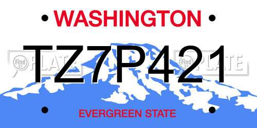 TZ7P421 Washington License Plate