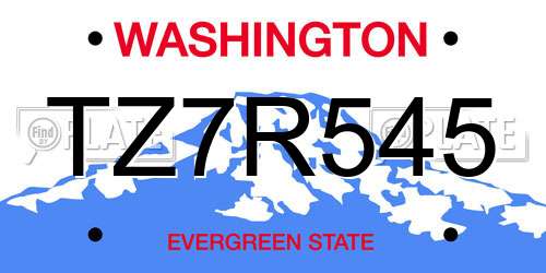 TZ7R545 Washington License Plate