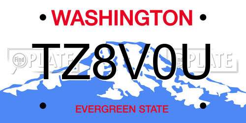 TZ8V0U Washington License Plate