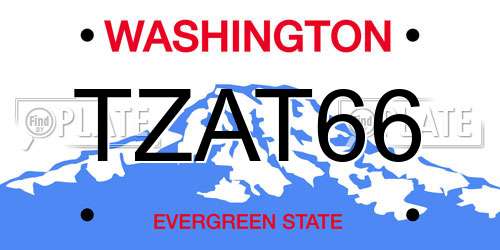 TZAT66 Washington License Plate