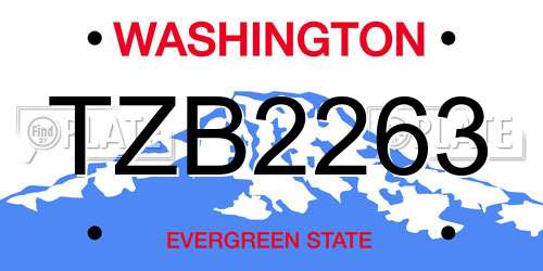 TZB2263 Washington License Plate
