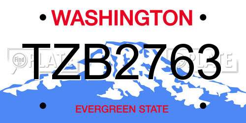 TZB2763 Washington License Plate