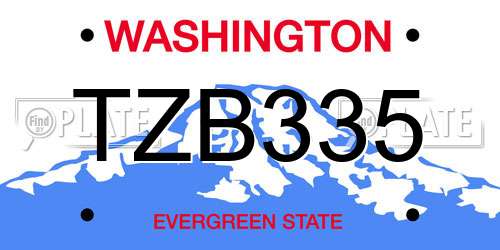 TZB335 Washington License Plate