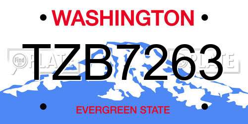 TZB7263 Washington License Plate