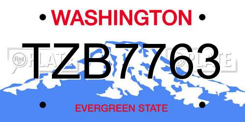 TZB7763 Washington License Plate