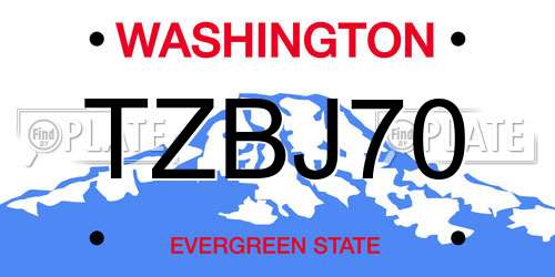 TZBJ70 Washington License Plate