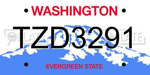 TZD3291 Washington License Plate