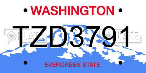 TZD3791 Washington License Plate